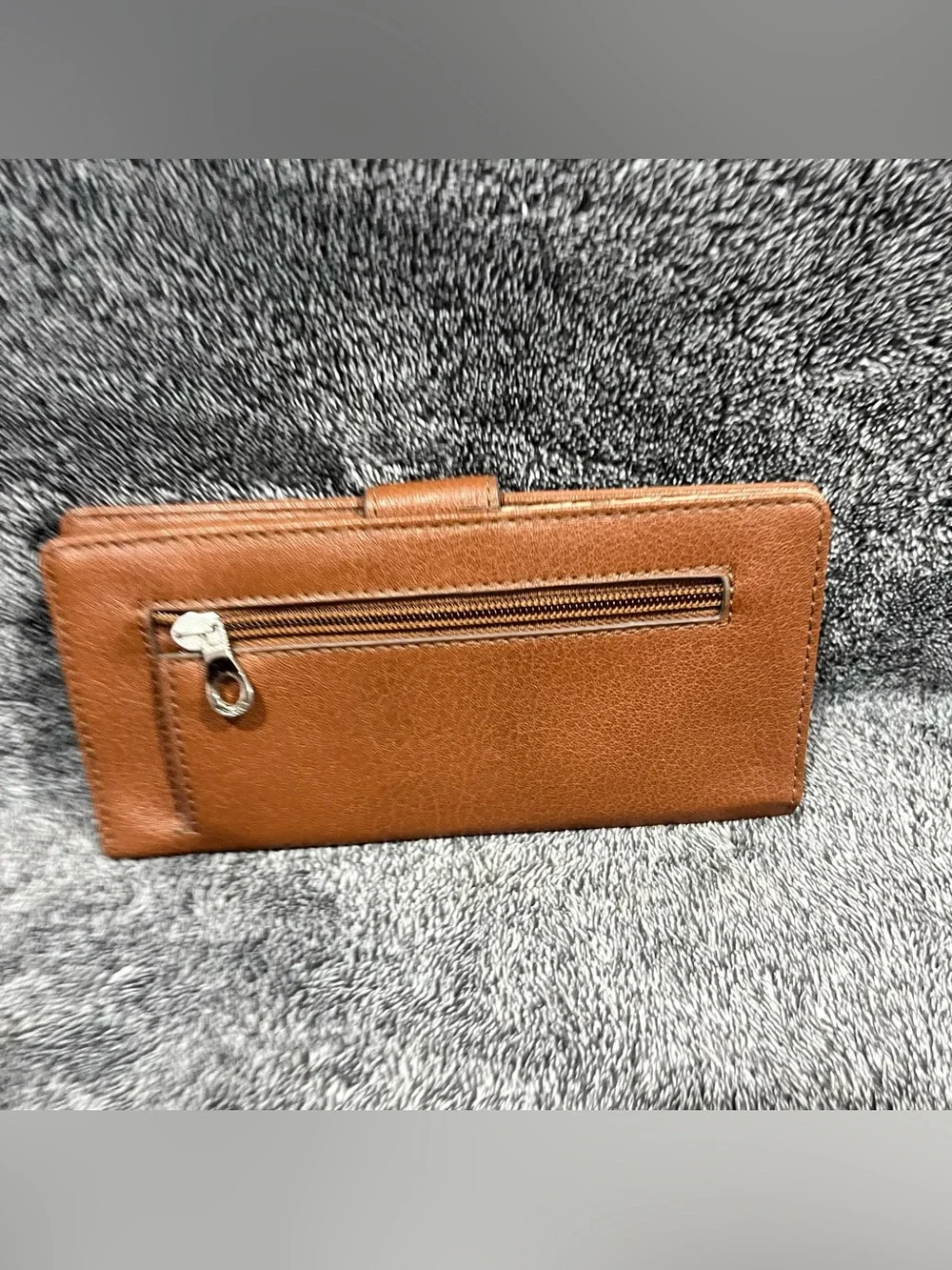 Relic by Fossil Brown Cognac Wallet Faux Leather Bifold Slim Design